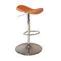 Orange Seat Adjustable Bar Stool With Chrome Metal Frame And Round Base 3d model