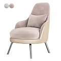 Modern Upholstered Accent Chair With Light Beige Cushion Black Metal Legs And Round Decorative Balls