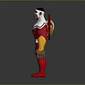 Masked Winged Superhero Character With Red Wings And Red White Yellow Costume