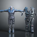 Futuristic Metallic Full Body Armor Suits With Mechanical Design Details