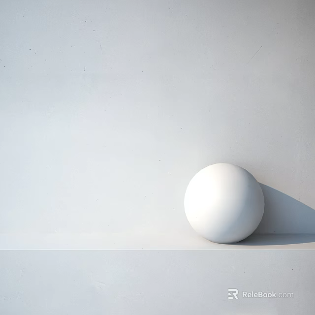 White Sphere Component on White Surface with White Wall Background and Shadow 3d model 
