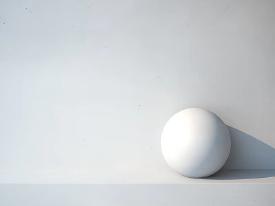 White Sphere Component on White Surface with White Wall Background and Shadow 3d model