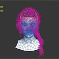 Realistic Human Head Model With White Face And Long Red Braided Hair