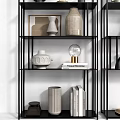 Modern Shelving Unit With Decorative Vases Books Sculptures And Photo Frames