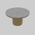 Round Functional Table With White Marble Tabletop And Gold Cylindrical Base 3d model