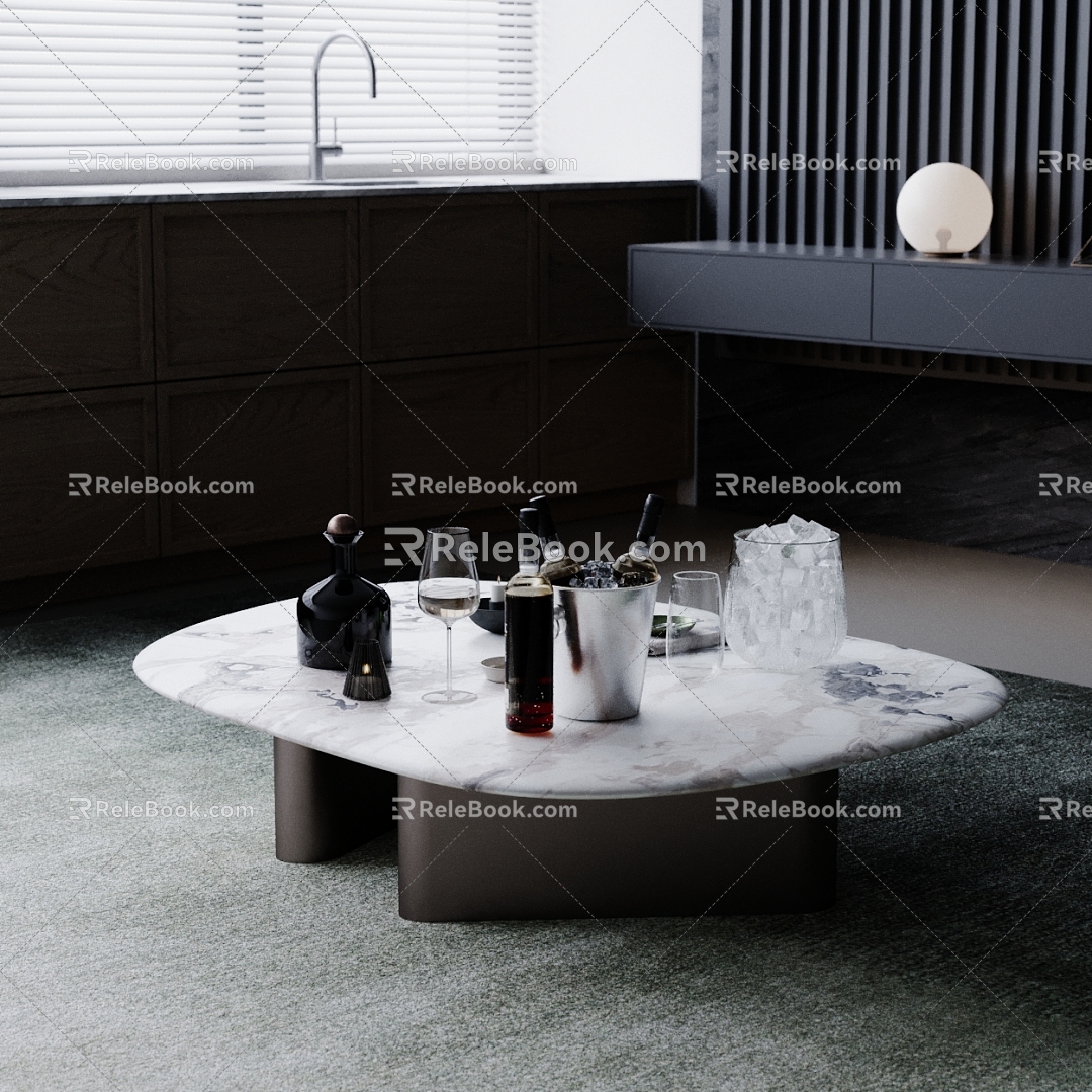 Modern Coffee Table Ornaments Wine Drink Ice 3d model