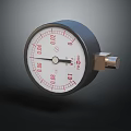 Black Case Pressure Gauge With White Dial Red Markings And Metal Connector