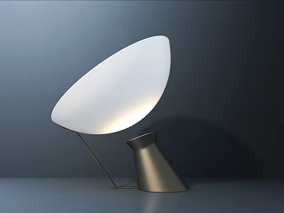Modern Contemporary Table Lamp With Curved White Shade And Metallic Base Illuminating Softly 3d model