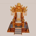 Elaborate Golden Throne With Intricate Carvings And Decorative Platform Steps