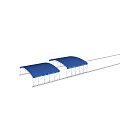 Two Blue Outdoor Canopies With Metal Frame Structure For Sun Protection