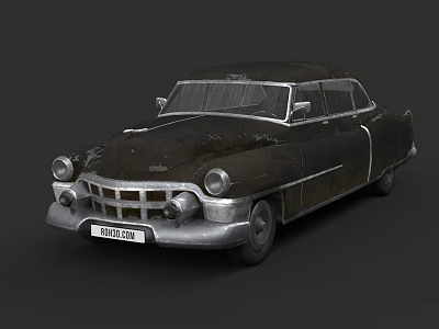 Vintage Classic Car With Old Design Retro Front Grille And Headlights 3d model
