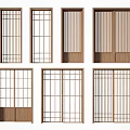 Various Wooden Sliding Doors With Grid Patterns For Home Interior Design 3d model