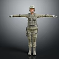 Military Character in Full Uniform With Helmet Goggles and Tactical Vest Standing Arms Outstretched Pose