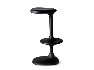 Black Modern Bar Stool With Round Seat And Sleek Base Structure Design 3d model