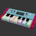 Stylish Electronic Keyboard with Turquoise and Pink Design Black White Keys and Control Panel