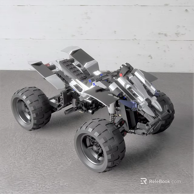 Lego Off Road Vehicle Model With Large Tires And Silver Black Design 3d model 