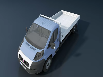 Light Blue Utility Vehicle With White Cargo Bed 3d model