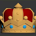 Royal Fashion Accessory Red Velvet Crown With Gold Decorations And Blue Gemstones