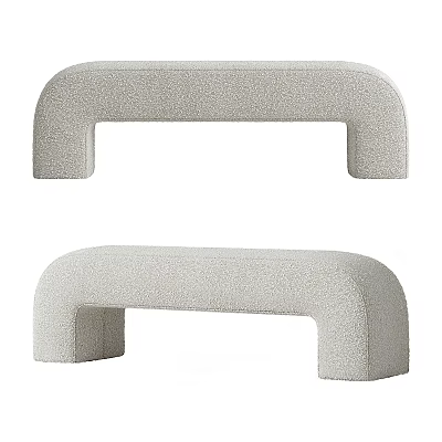 Two Modern Beige Fuzzy U Shaped Sofa Benches for Living Room Decor 3d model