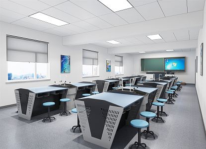 Modern Laboratory Experimental Classroom 3d model