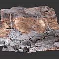 Natural Geological Rock Specimen With Brown Gray White Textured Layered Surface