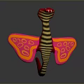 Colorful Butterfly With Yellow Black Striped Body And Pink Wings Featuring Circular Patterns