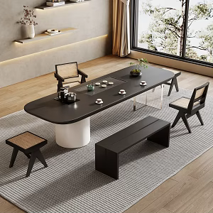 Cream Style Large Board Table Tea Table and Chair Combination Tea Table Tea Table Tea Room Tea Table Balcony Tea Table 3d model