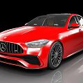 Red Mercedes Sedan With Shiny Body Modern Front Design And Alloy Wheels