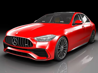 Red Mercedes Sedan With Shiny Body Modern Front Design And Alloy Wheels 3d model