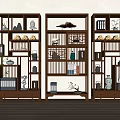 Traditional Chinese Bogu Shelf Interior Display with Vases Books Ornaments and Decorative Items