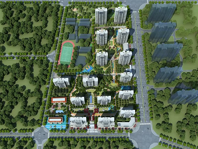High Quality Residential Community Garden Landscape Planning With Lush Green Spaces And Complete Supporting Facilities 3d model