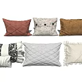 Colorful Decorative Throw Pillows With Quilted Patterns Fringe And Soft Textures 3d model