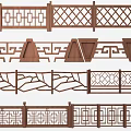 Traditional Chinese Wooden Railings With Various Intricate Patterns And Decorative Designs