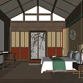 New Chinese Guest Room Tang Song Country Guest House Suite Master 3d model