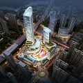 Aerial Planning of Modern Urban High Rise Buildings with Central Plaza and Road Network