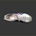 White Casual Sneakers With Blue Red Stripes Classic Sports Footwear Design