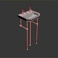 Stainless Steel Square Sink With Metal Stand For Food Preparation In Kitchen