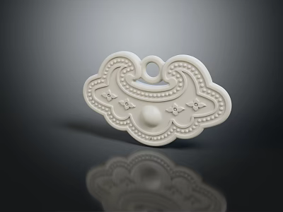 Traditional White Jade Pendant With Cloud Patterns And Pearl Decorative Design 3d model