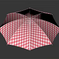 Stylish Red And White Checkered Umbrella With Classic Design And Curved Handle