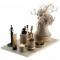 Elegant Bathroom Accessories Set With Ceramic Holders Toothbrush Cup Soap Dish And Decorative Vase