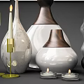 Decorative Ornament Set With Wall Art Prints Vases And Candle Holders In White Brown Transparent
