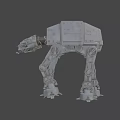 AT-AT Walker Military Armored Battle Weapon With Four Legged Mechanical Structure 3d model