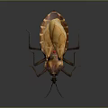 Detailed 3D Rendered Insect With Brown Body Transparent Wings And Red Dot On Gray Background