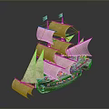 Vintage Sailing Ship With Multiple Sails And Tall Masts For Water Transport