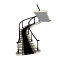 Elegant Spiral Staircase Structure With Black Handrails And White Steps 3d model