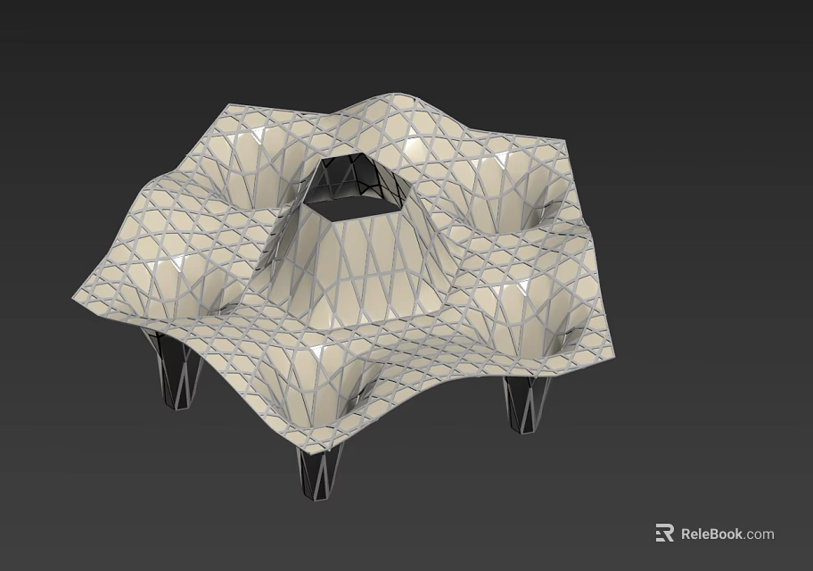 Modern Geometric Pergola Structure With Unique Latticed Design And Supporting Legs 3d model 