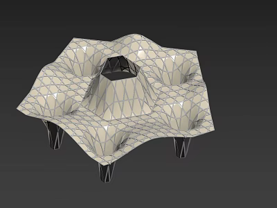 Modern Geometric Pergola Structure With Unique Latticed Design And Supporting Legs 3d model