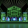 Wander Peak Stage with Green Laser Beams Starry Sky Background and Multiple Screens