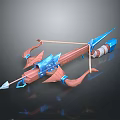 Blue Red Fantasy Bow Weapon With Metal Structure And Sharp Arrow
