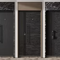 Modern Security Doors With Marble Wall Background And Textured Surface Design 3d model